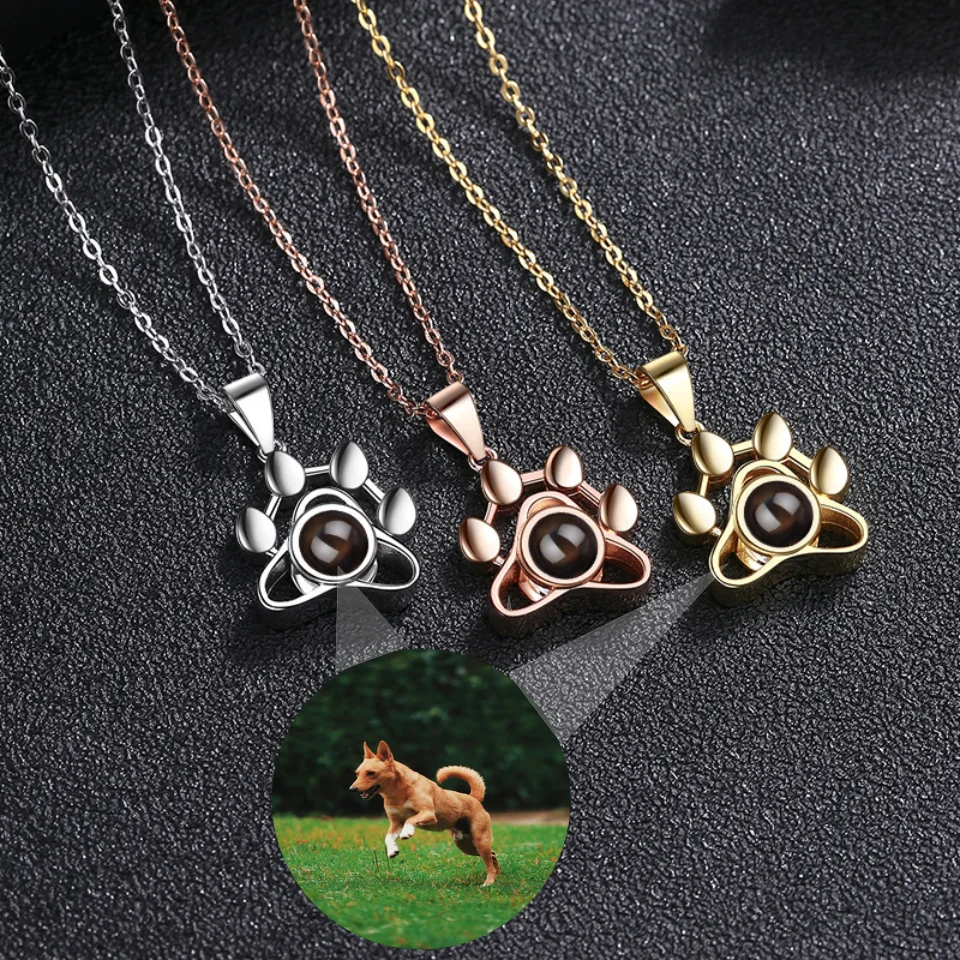 Nano Projection Jewelry Custom Personalized Photo Necklace Dog Paw Pendant Suitable For Giving Couples Commemorative Gifts