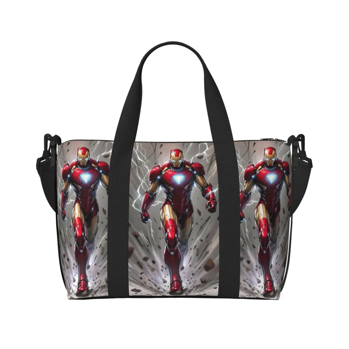 

Изготовленная на заказ сумка для покупок с Железным человеком, женская большая вместительная сумка для пляжного спортзала, дорожные сумки