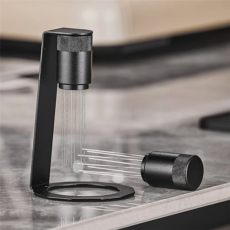 【ABODE】Coffee Stirrer Needle With Base Distribution Tool With Base For Anti Slip Handle Coffee Powder Hand Tamper Distributor