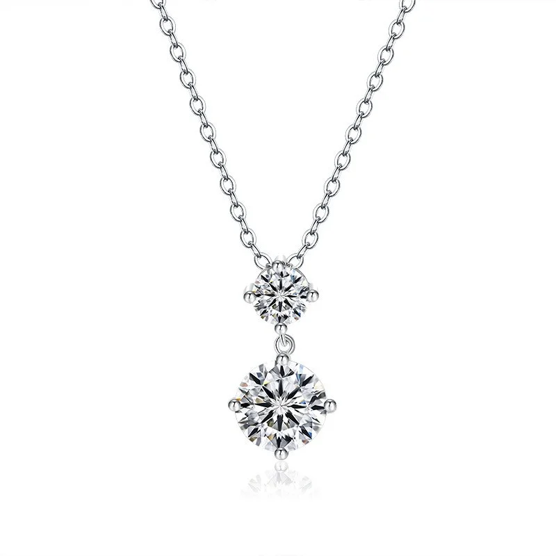 

ZFSILVER модное серебро s925 цвет D белый муассанит классическое висячее круглое ожерелье очаровательное женское вечерние ювелирные изделия подарок QCX070