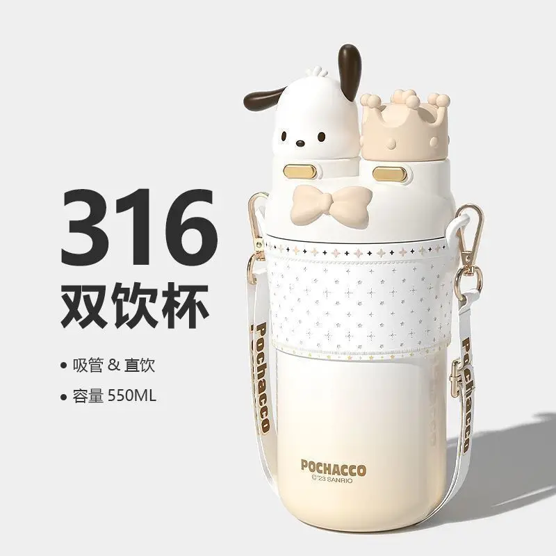 Sanrio Pochacco Neue Nette Cartoon Paar Student Bauch Tasse Hause Im Freien Kreative Tragbare Auslaufsicher Antislip Doppel Trinkbecher