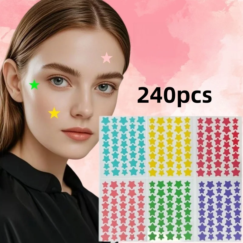 40/240 Pieces of Super Star Hydrocolloid Acne Patches - Cute Star-Shaped Coverage, Bright and Shiny Colors, Face Decoration, Party Novelty Accessories