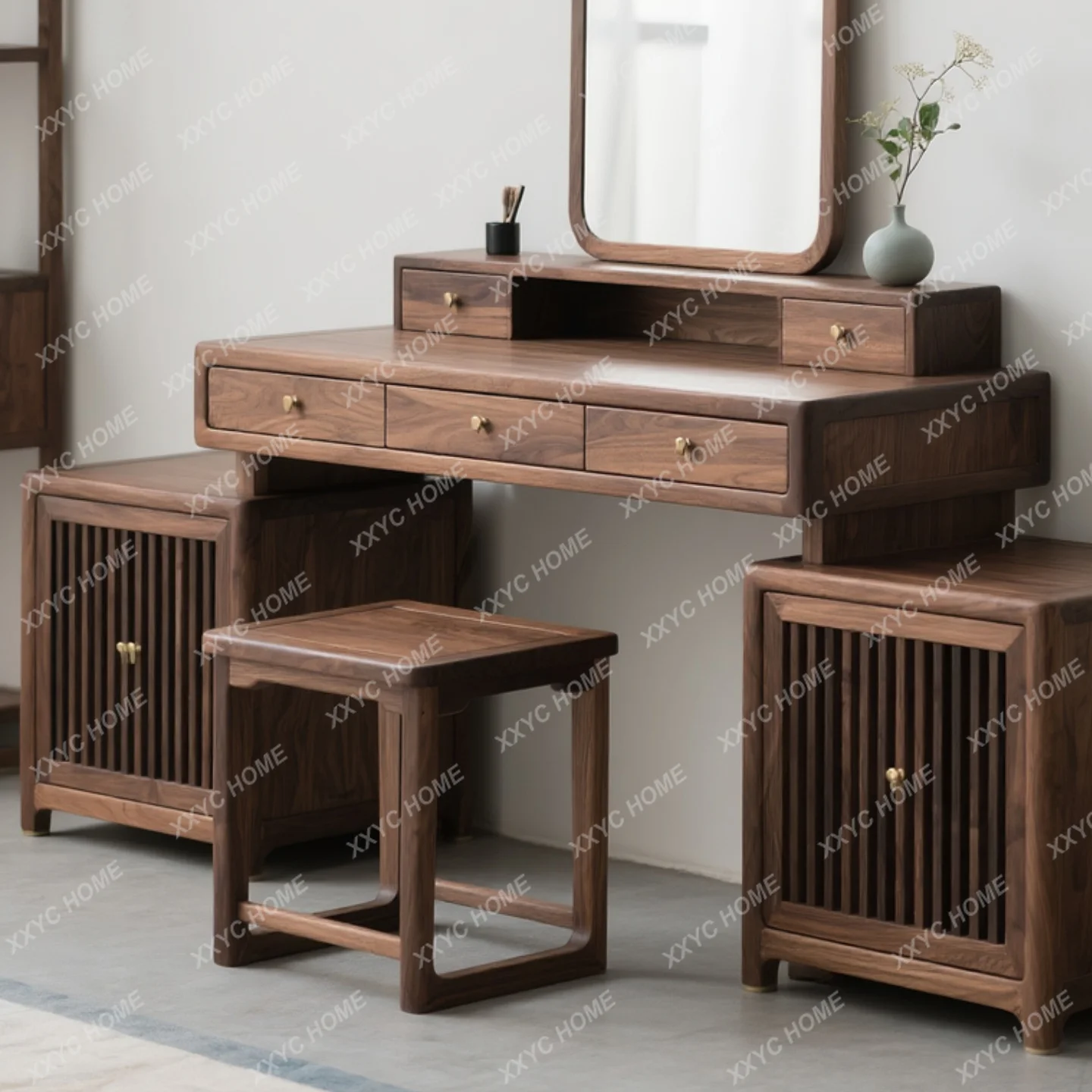 

New Chinese-style solid wood dresser, chest, integrated black walnut wooden table, modern simplicity