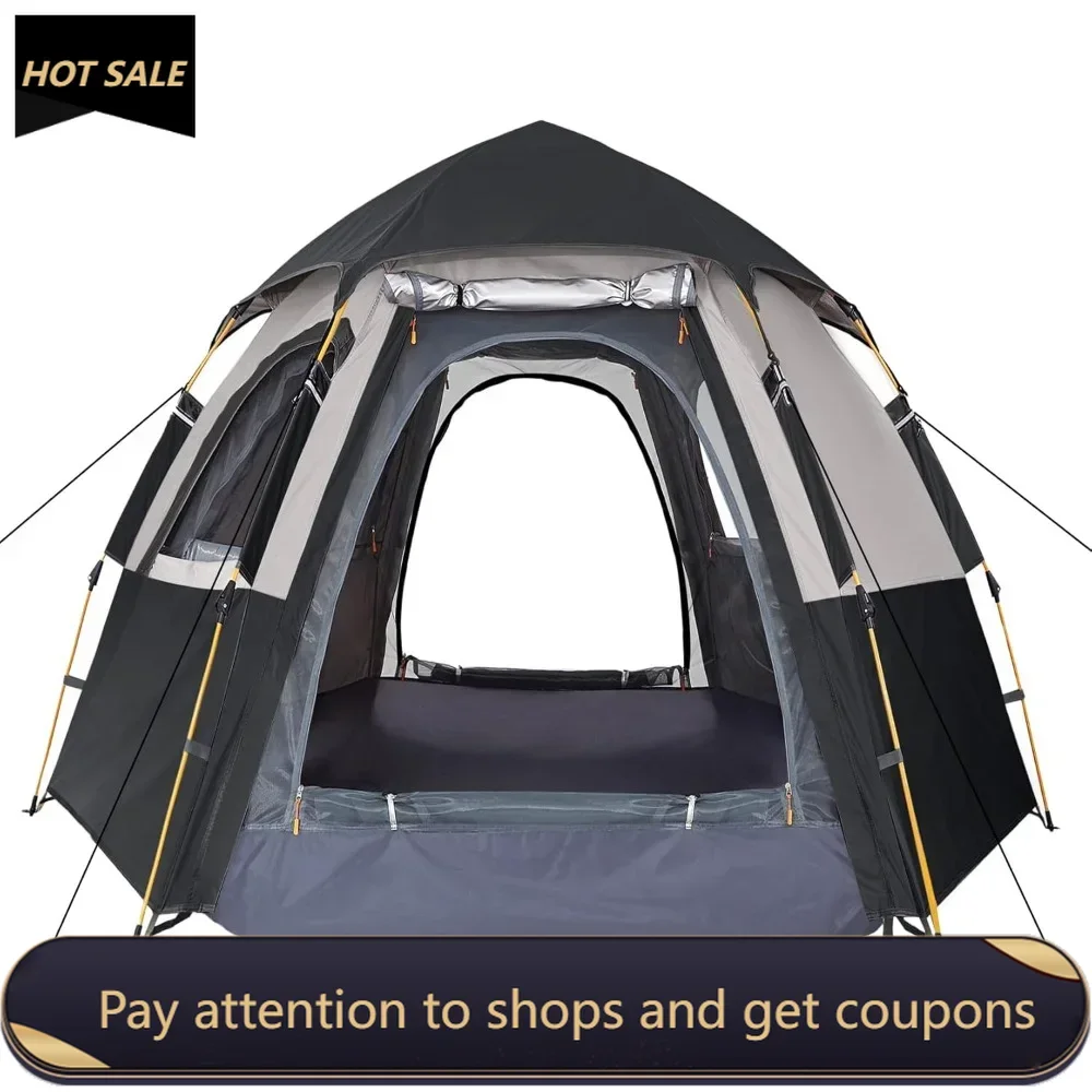 

2-3-4 Person Camping Tent Waterproof Pop Up Dome Family Hexagon Outdoor Sports Backpacking Tents Double Layer Freight free