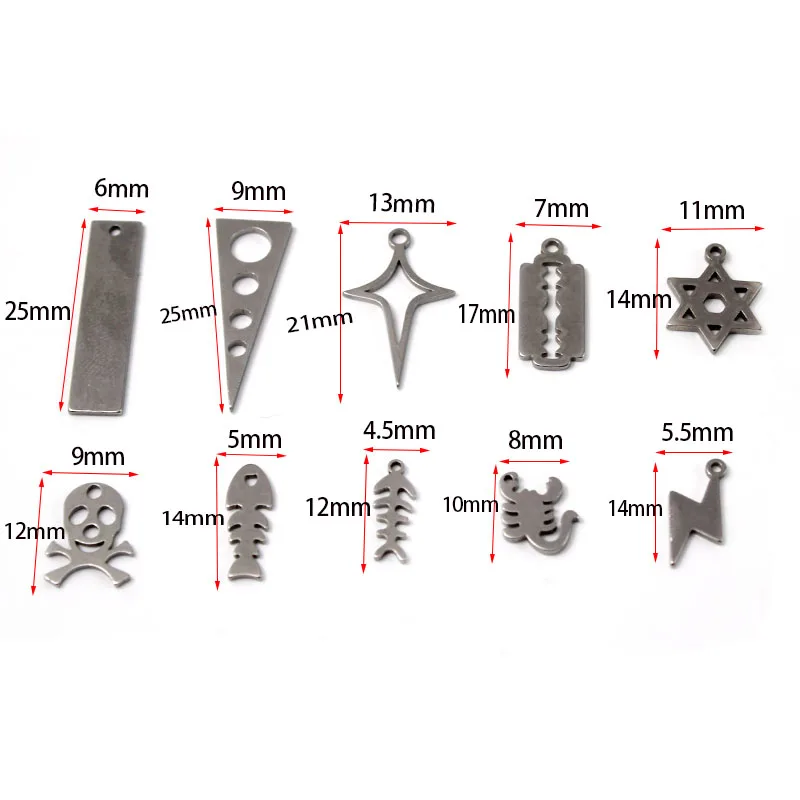 20Pcs Stainless Steel Mixed Charms Cross Triangle Charm Pendants for DIY Bracelet Necklaces Earrings Jewelry Making Accessories
