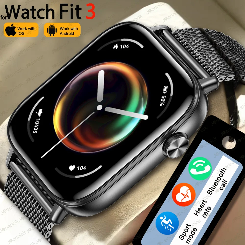 

New For HUAWEI Watch FIT 3 Smart Watch Men Wome Gift 1.83“ HD Screen DIY Dial Heart Rate Monitor Waterproof BT Call Smartwatch