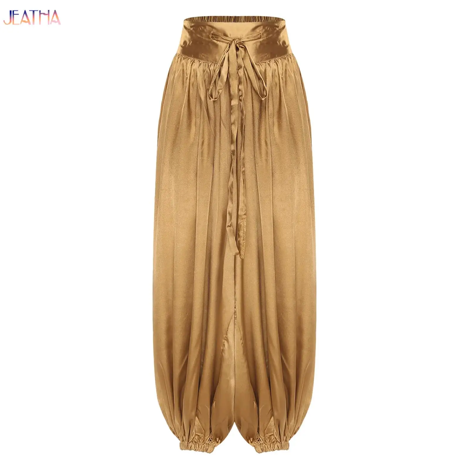 

Женские свободные брюки-фонарики для танца живота, атласные шаровары на талии, брюки на Хэллоуин, арабский костюм принцессы для выступлений