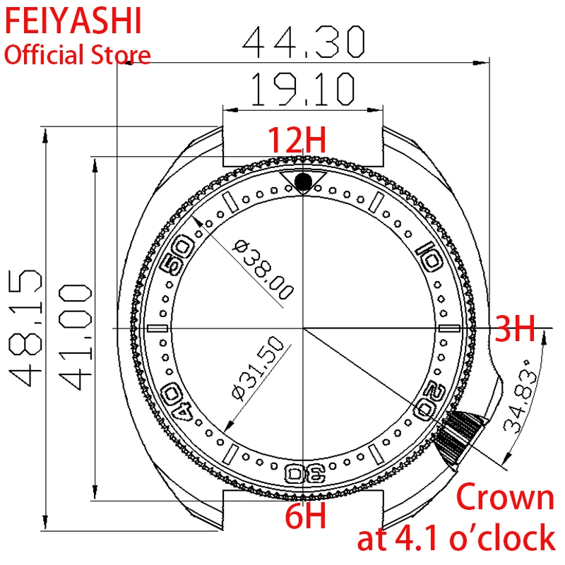 Boîtier de montres pour hommes 44mm Mod SKX 6105 316L en acier inoxydable verre saphir pour Seiko NH35 NH36 SKX007 SKX013 mouvement 28.5mm cadran