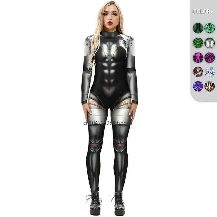 Costume de cosplay imprimé 3D pour femme, combinaison d'Halloween, costume de batterie sexy pour femme, tenue de festival drôle, grenouillère de fête de vacances, œil de carnaval