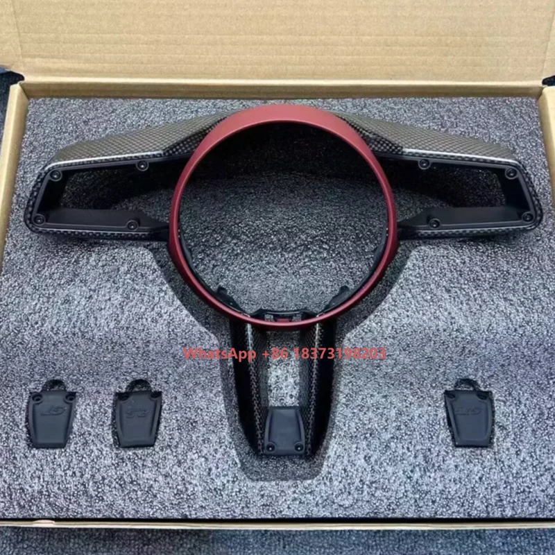 

For Porsche Taycan Panamera 911 992 Carrera Targa Turbo 2022 2023 2024 Genuine Carbon Fiber Interior Cover Steering Wheel Trim