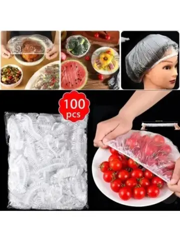 Couvercle jetable de conservation des aliments frais, 100 pièces, couvercles de stockage des aliments en plastique, couvercles de bol réutilisables, couvercles extensibles, sac de couverture élastique