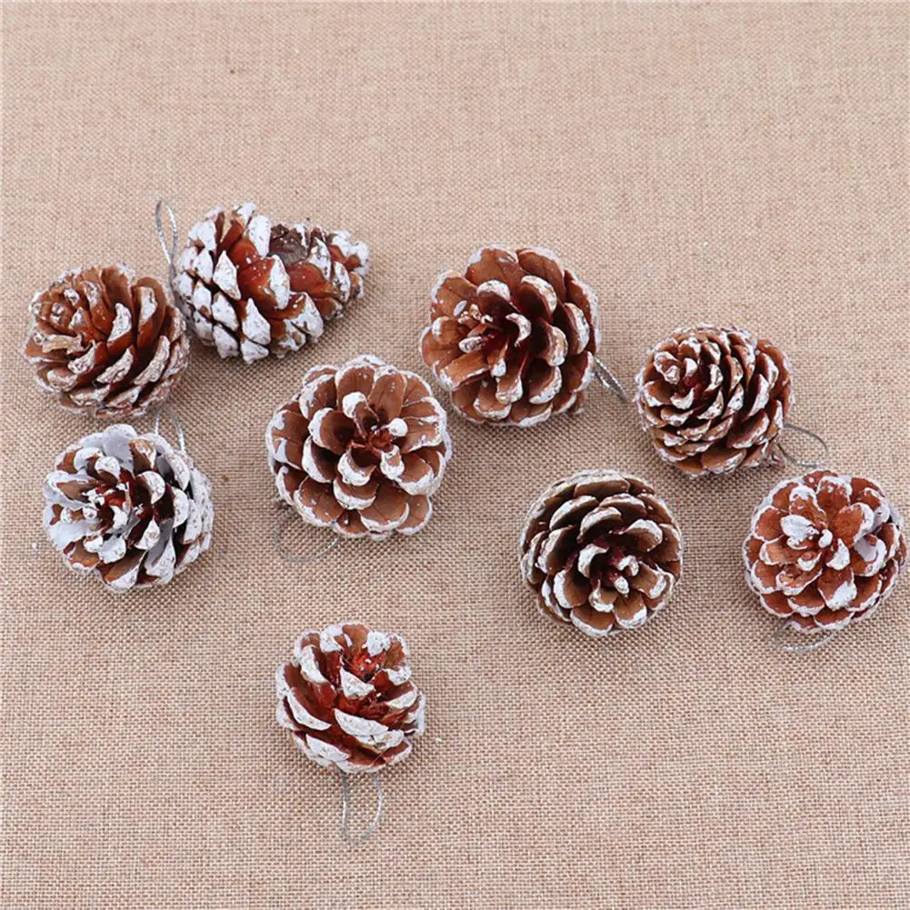 9Pcs Delicate Christmas Pine Cones  Fine Workmanship Eco-friendly Artificial Pine Cones  Natural Dried Artificial Mini Pine Nuts