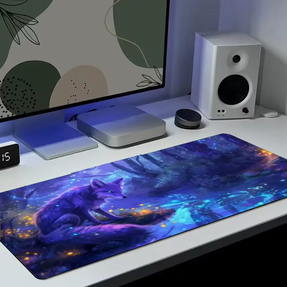 Large Gaming Mouse Pad Purple Blue Nebula Galaxy Cosmic Starry Sky Landscape Pattern Non-Slip Rubber Desk Mat Keyboard Mat