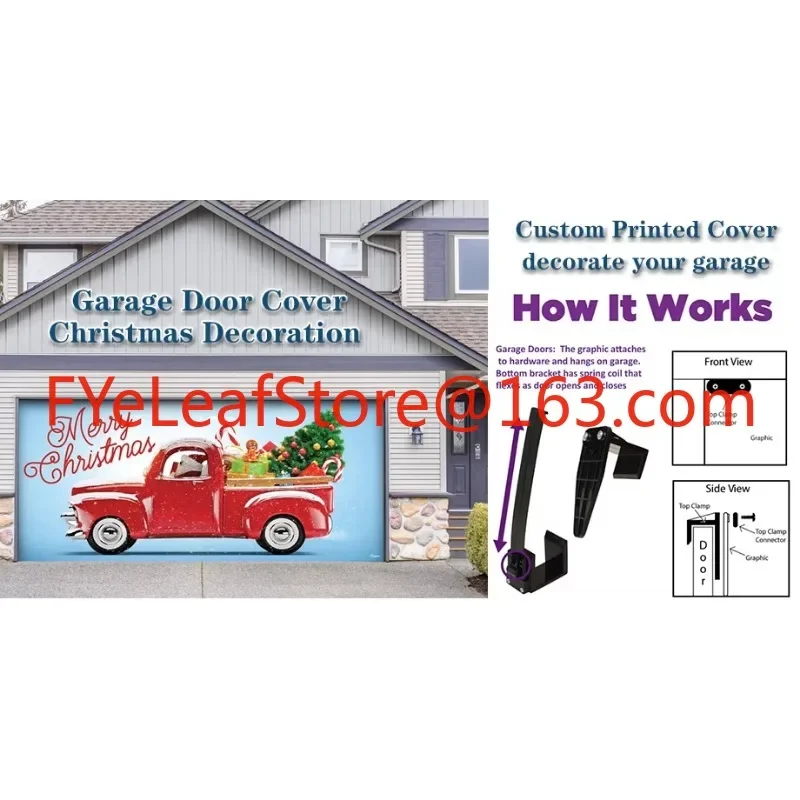 

7x8/7x16ft Outdoor Halloween Christmas Banner Decor Clip Christmas Car Garage Door Banner Clips Banner for Christmas