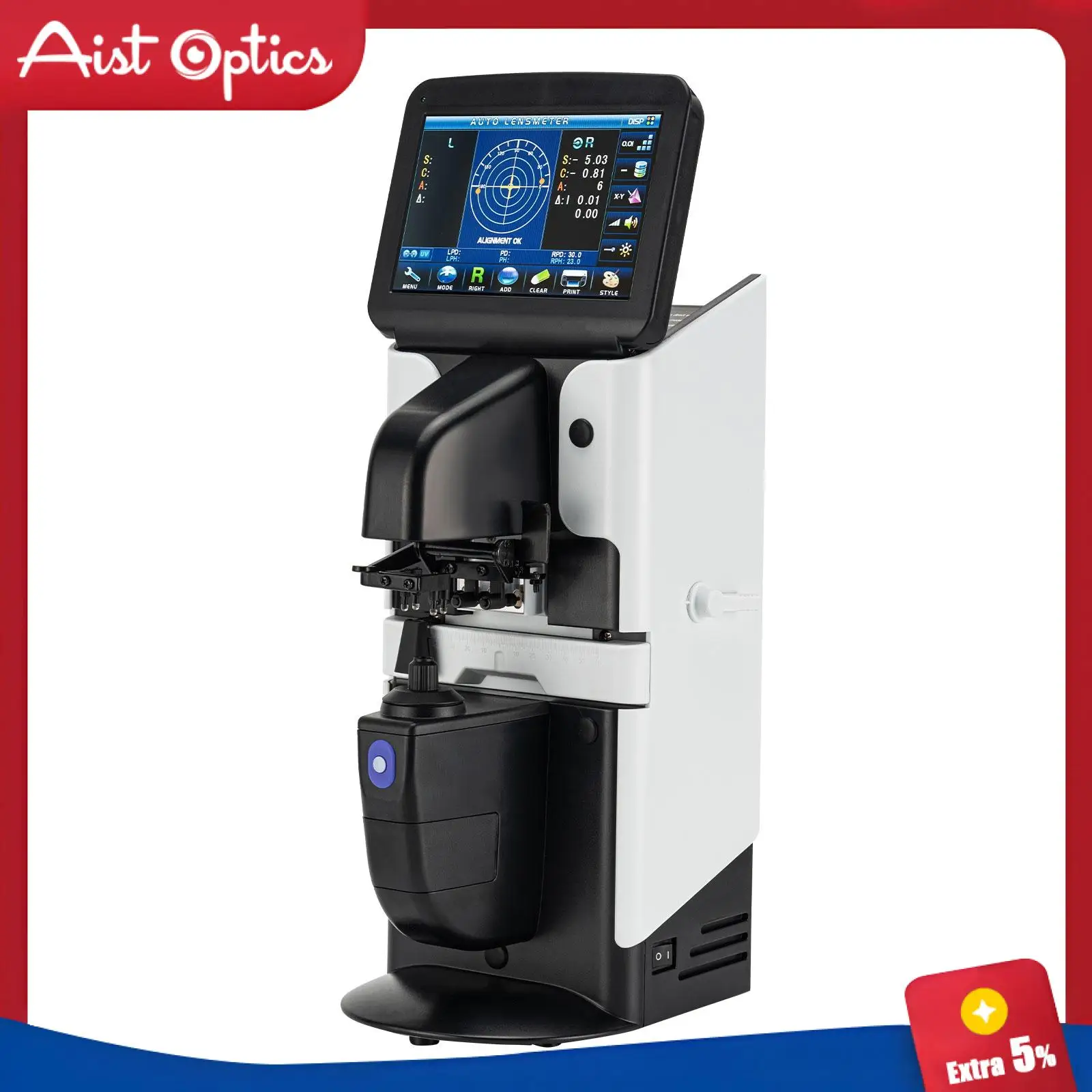 AIST Optical Advanced 7'' LCD Touch Screen Lensometer JD-2600A Digital Automatic Focimeter Auto Lensmeter with PD UV Printer