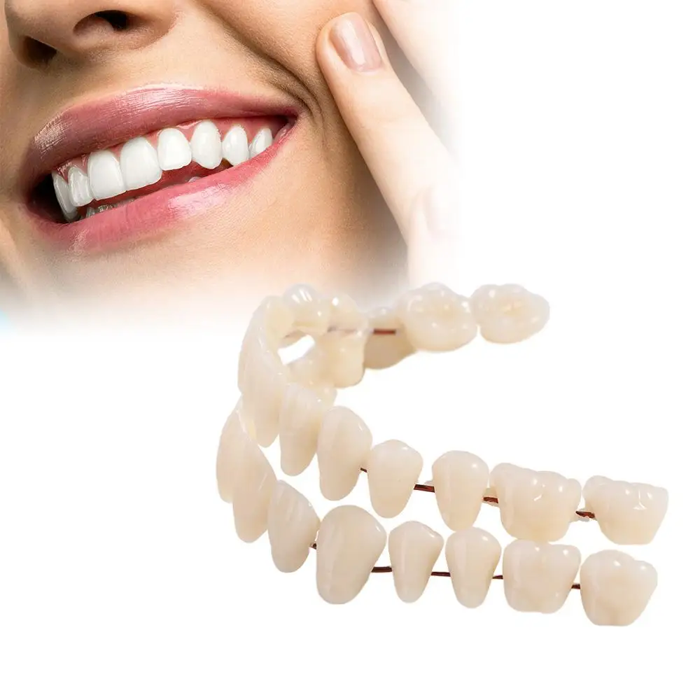 

28 Pcs Resin Denture False Teeth Firm Improve Smile Dental Teeth Teaching Model Easy To Use Top and Bottom Fake Teeth