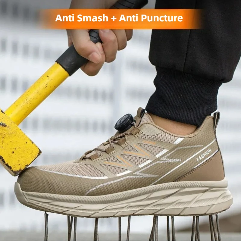 Industrielle ultraleichte Sicherheitsschuhe, Stahlkappenschuhe, Drehknopfschuhe, Schutzschuhe für die Arbeit, stichfeste Bauschuhe_voghion.com