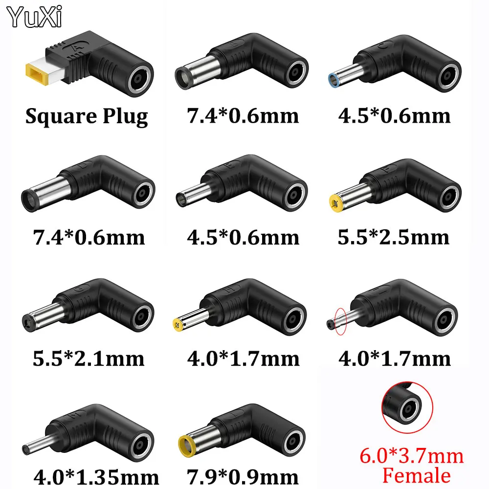 6.0x3.7mm Female to 5.5x2.5/5.5x2.1/4.0x1.7/4.5x0.6 mm Male Dc Power Adapter Connector Plug Laptop Charger for Lenovo Hp Dell