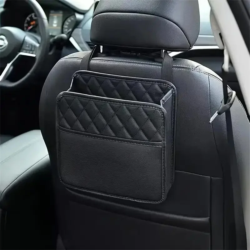 PU Leather Car Seat Organizer Storage Bag for All Vehicle Models. Keep Your Ride Neat & Protected with Essential Auto Accessorie