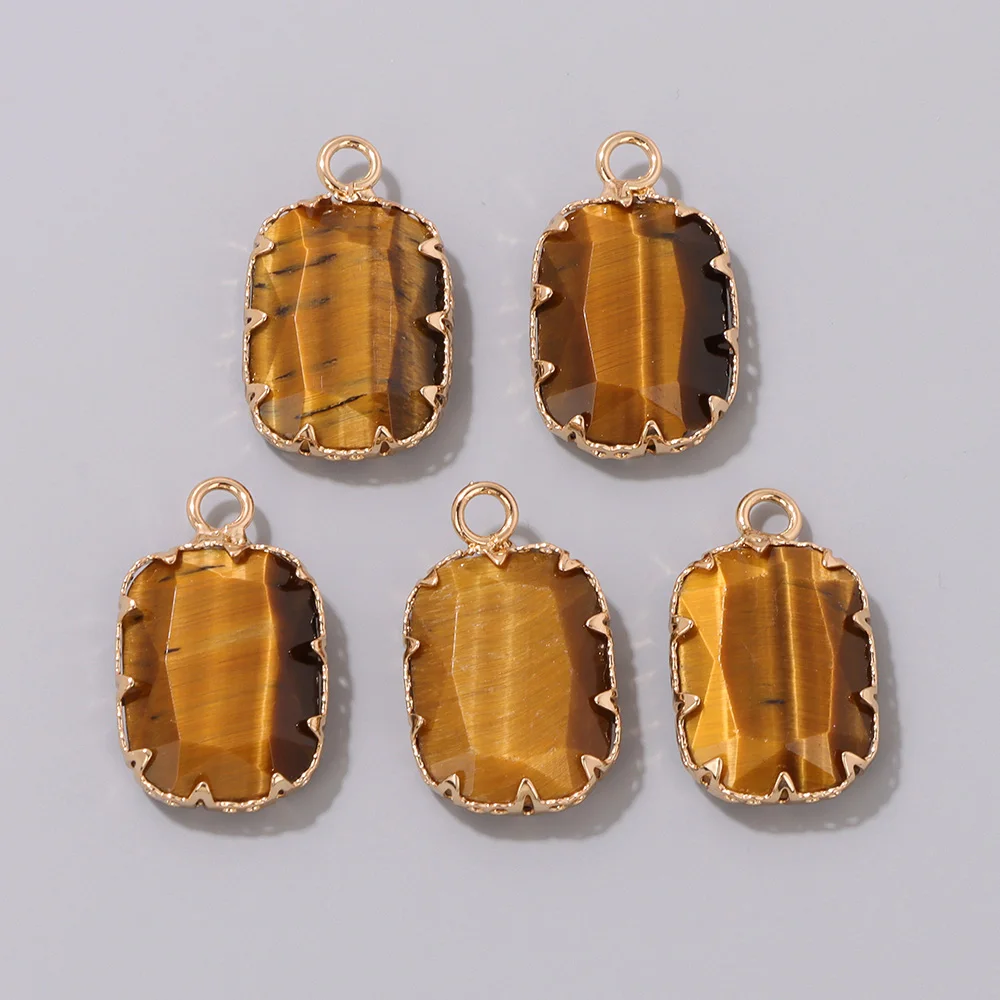2pcs Charm Semi-Precious Stone Pendant Square Double Hole Connector Charms Jewelry Making Pendentifs Fashion DIY Necklace