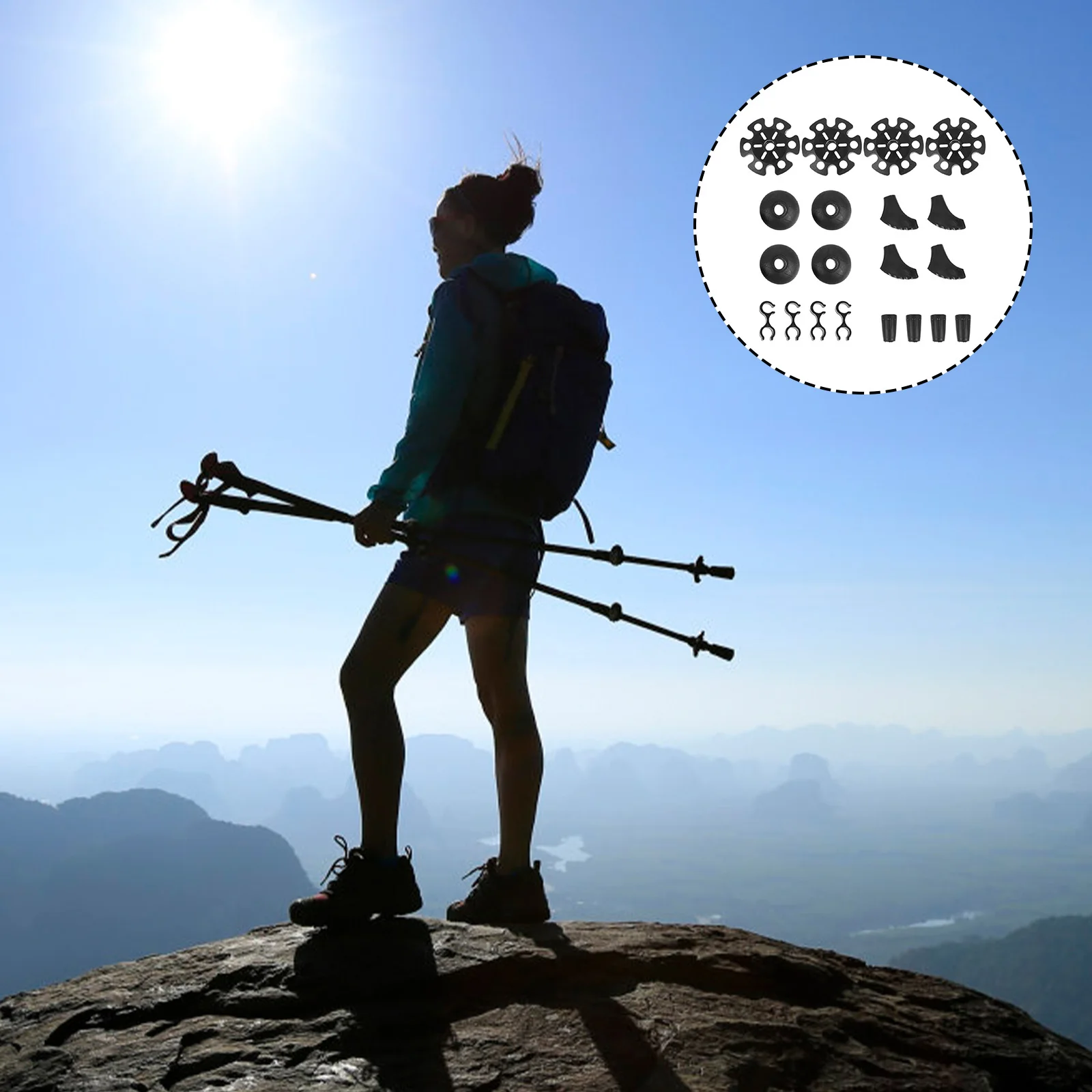 

20 Pcs Hiking Pole Accessories Set Replacement Travel Mud Ski Basket Tip Protector Stick