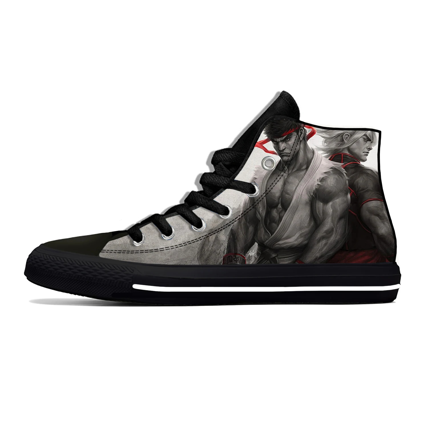 Game Street Fighters Graphic High Top Sneakers Mens Womens Teenager High Quality Canvas Sneaker Casual Couple Shoes Custom Shoe