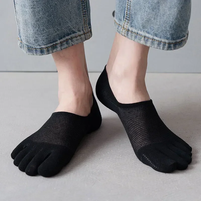 Ankle Toes Mens Breathable Show No Solid Man Shallow With Socks Pair Five Finger 1 Short Sokken Color Thin Invisible Mouth