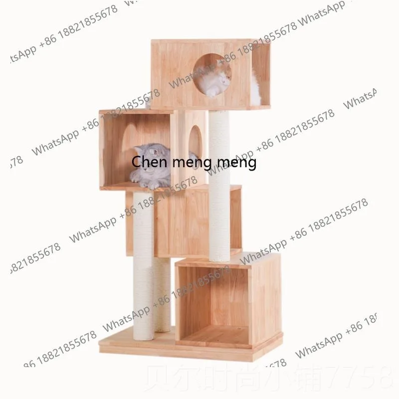 

New cat climbing frame wooden four-season cat nest jumping platform cute luxury wood furniture villa cat