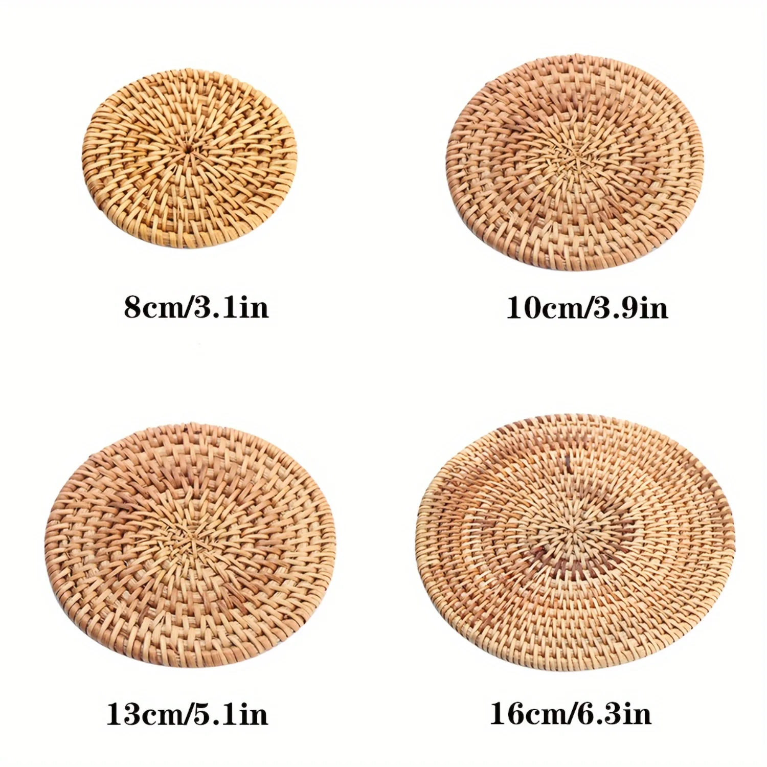 1 قطعة حصيرة كأس مستديرة منسوجة من الروطان - مفرش طاولة مضاد للحرق وغير قابل للانزلاق للفندق/المطعم - أنيق ومتين #5