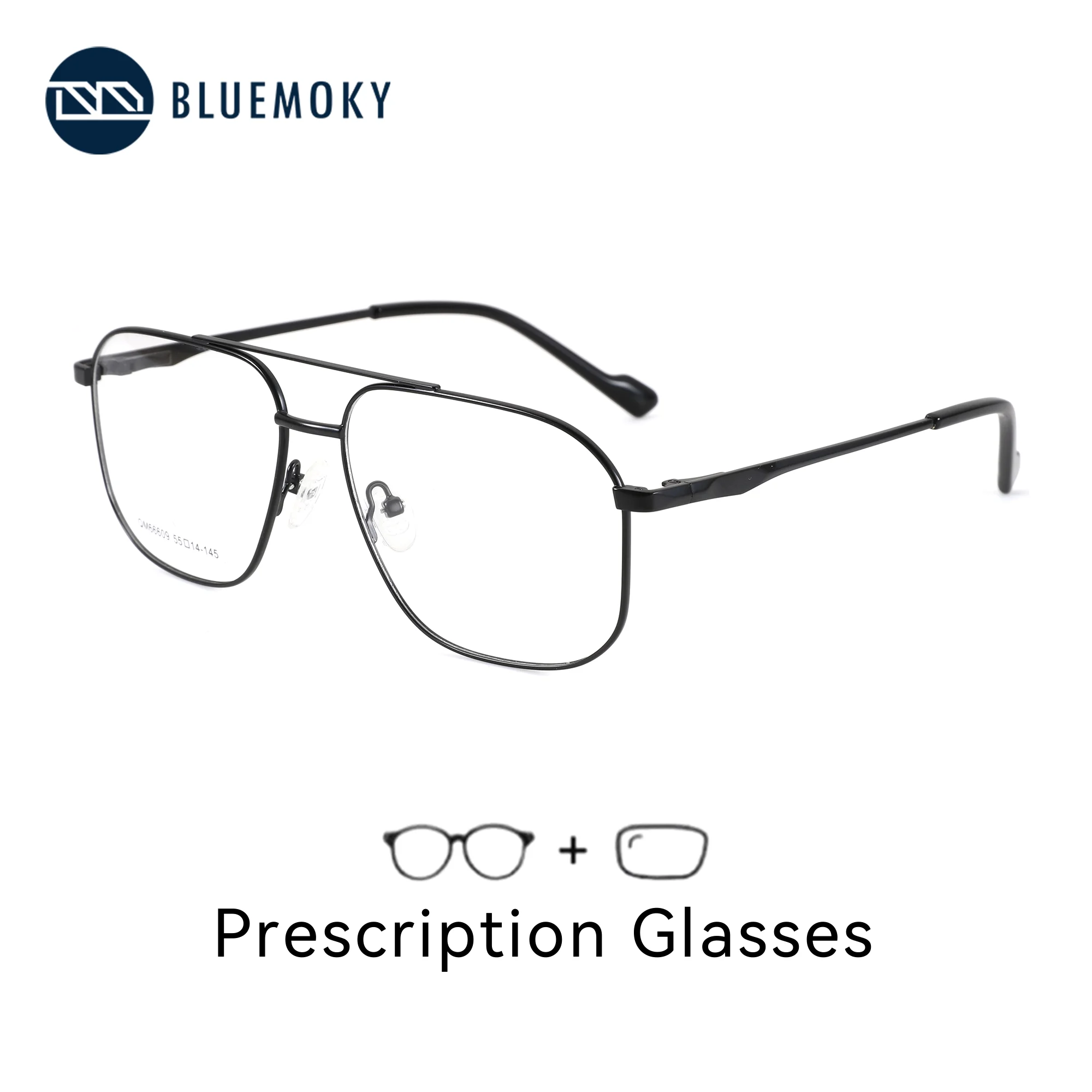 BLUEMOKY – lunettes de vue pour hommes, taille S, en métal, personnalisées, anti-lumière bleue, optiques progressives, pour myopie