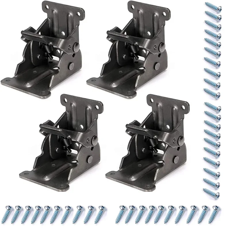 4Pcs Foldable Self-Locking Hinge Bracket With Screws Extension Support For Bed Workbench Table Leg