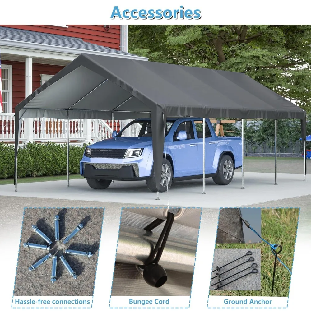

Carport 13'x 25' Heavy Duty Car Port with Roll-up Sidewall and Ventilated Windows with Removable Sidewalls, Customized