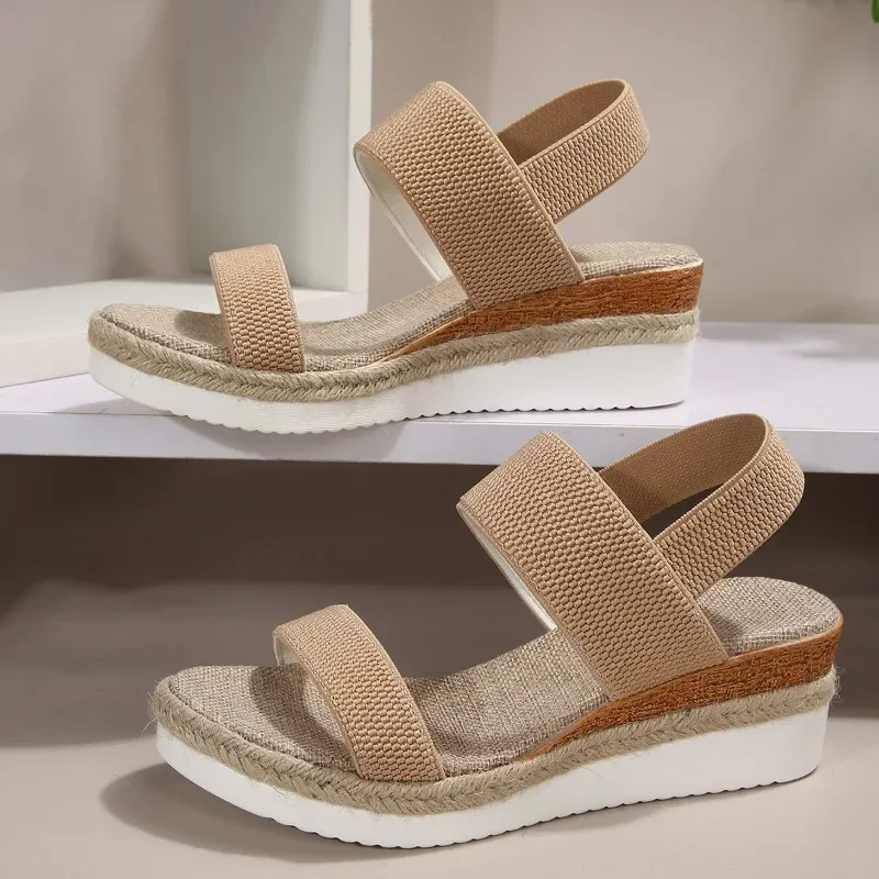 2024 New Fashion Women's Wedge Heeled Fashion Sandals, Summer Fish Mouth Loose Set Foot Platform Sandals