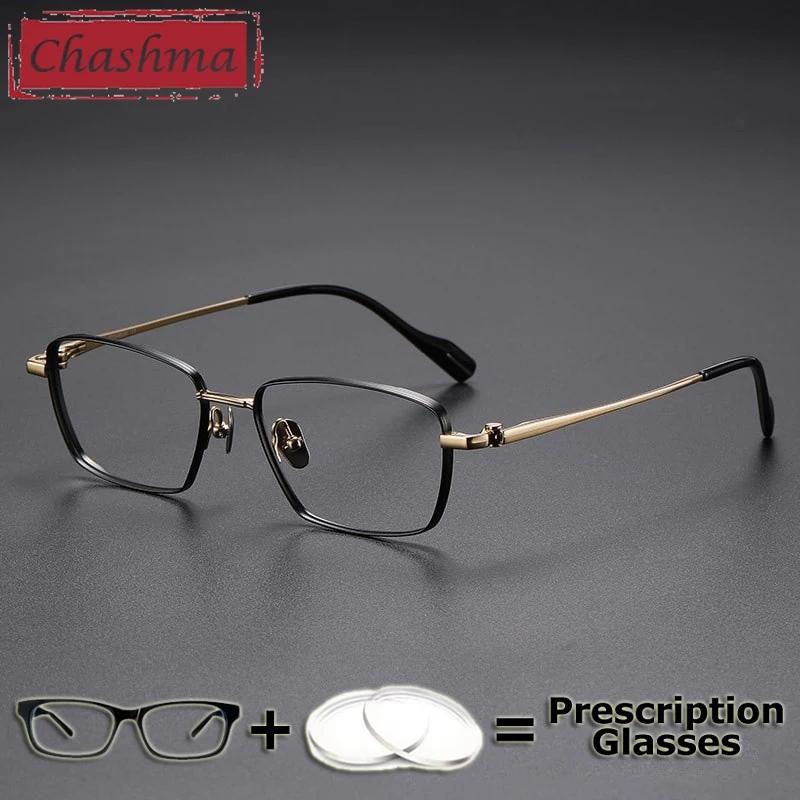 

Chashma из чистого титана, мужские прямоугольные очки, готовые очки по рецепту, оправа в полной оправе, очки с дужками 145 мм