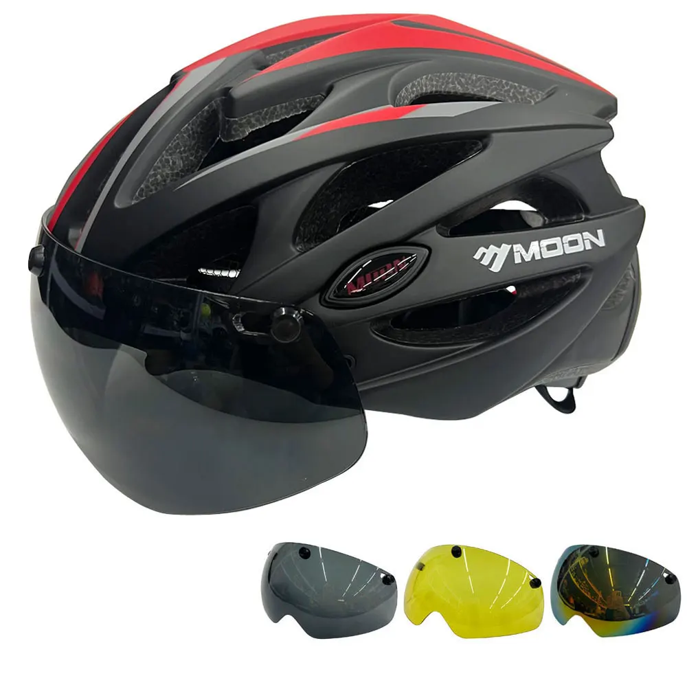 bike helmet moon MOON Integrally-Molded Cycling Helmet Racing Ultralight Bicycle Helmet Men  Women Motorcycle Bike Helmet with Magnetic Glasses