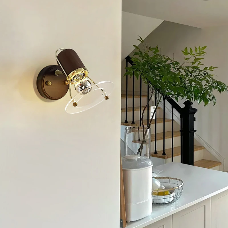 اليابانية الرجعية الجوز اللون الصغيرة النمل الجدار مصباح غرفة نوم السرير الدورية الزخرفية جو الجدار مصباح ضوء المنزل
