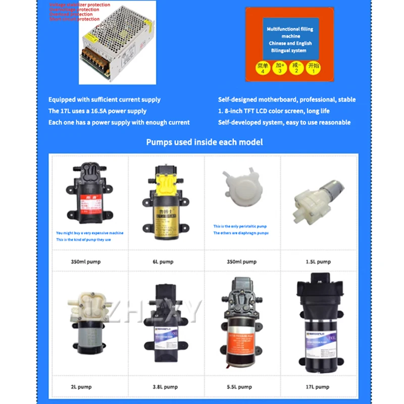 Máquina de enchimento líquida 350ml 3.8l controle digital água bebida perfume cosméticos suco leite pequena garrafa enchimento