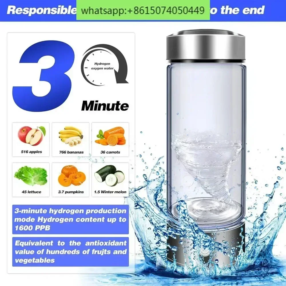 

Hydrogen Generator Water Cup Filter Ionizer Maker Hydrogen-Rich Water Portable Super Antioxidants ORP Hydrogen Bottle 420ml