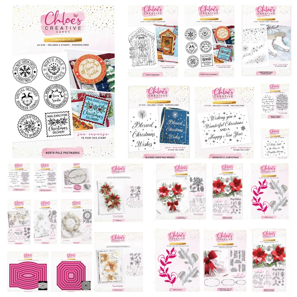 

Blessed Christmas Wishes Stamp Metal Cutting Dies Stamps For Scrapbook Flowers Decoration Embossing Template DIY Greeting card