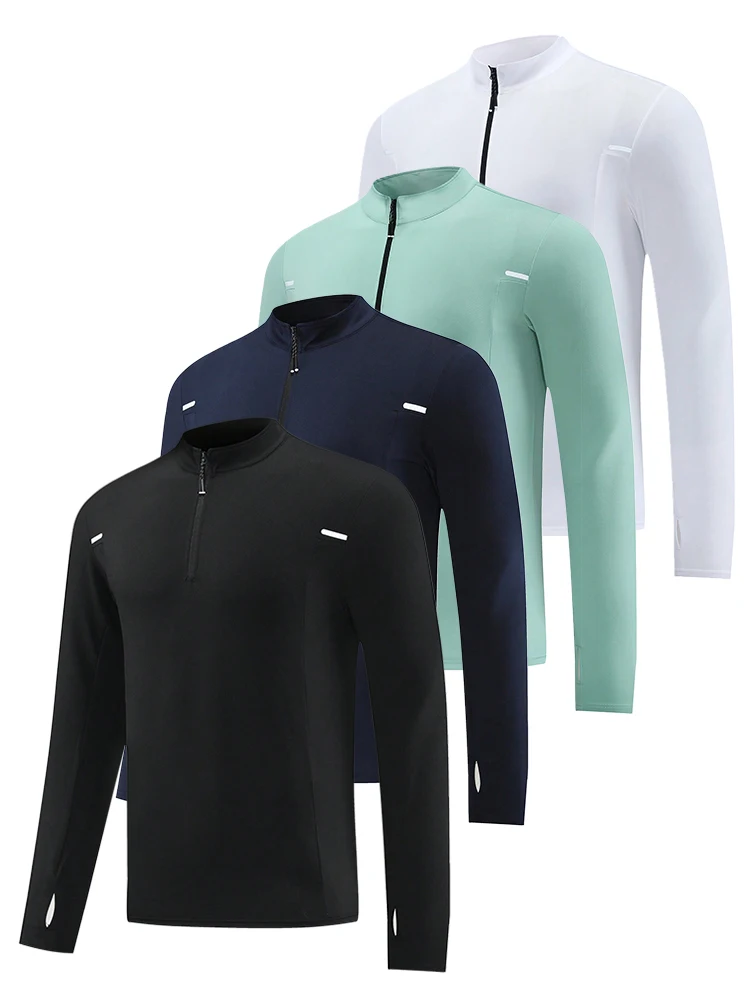 Męska bluza z zamkiem błyskawicznym, męskie bluzy z pulowerem, koszula sportowa, męska bluza z zamkiem błyskawicznym 1/4 — zdjęcie 3