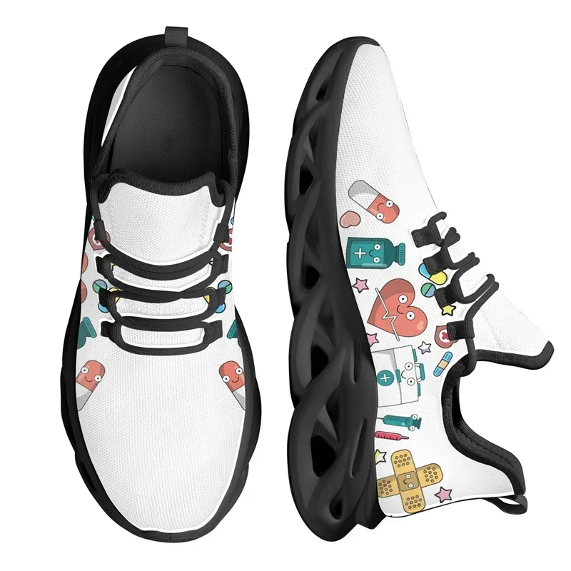 

Brand Design Women Sneakers Cute Cartoon Nurse Doctor Medical Custom Nuese Shoes for Women Light Lace-up Flats Footwear