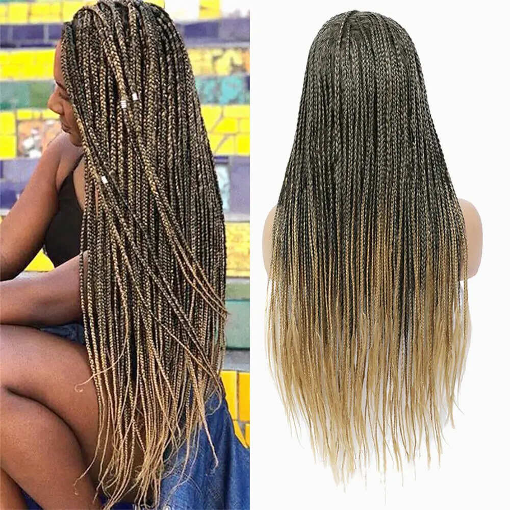 

26" Long Box Braids Wig for Women Crochet Braids Headband Wig Afro Braiding Wigs