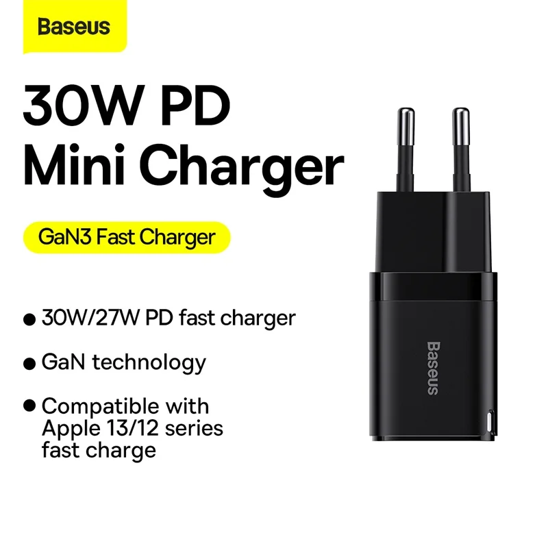 Baseus 30W GaN Charger PD Fast Charger Type C Charger PD3.1 QC3.0 PPS Phone Charger For iPhone 14 13 12 11 Pro Max Tablets