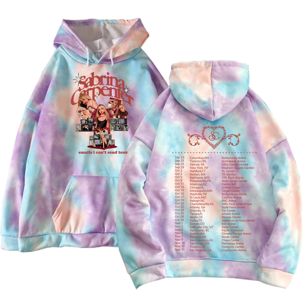 Sabrina Carpenter Short N' Sweet Tour Tie Dyed Hoodie Sweatshirt Women's Clothing Streetwear