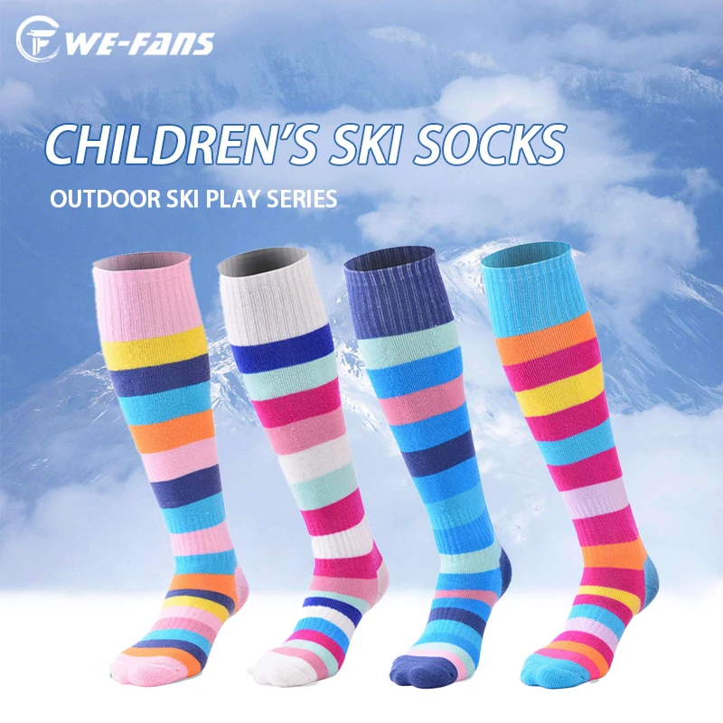 We-fans Children Ski Socks Non-slip Cuff High Elastic Keep Warm Thermal Socks Boys Girls Thick Warm Snowboarding Sock For Winter