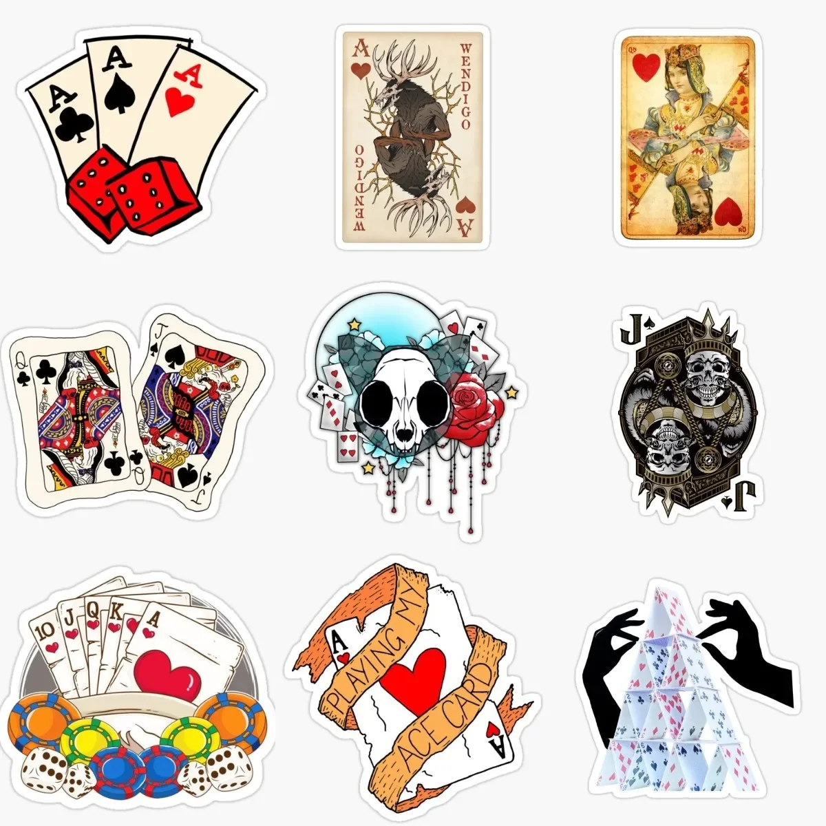 

Playing Card Spade Club Heart Diamond Joker PVC Creative Stickers for Decorate Bicycle Wall Room Motorcycle Bicycle Off-road