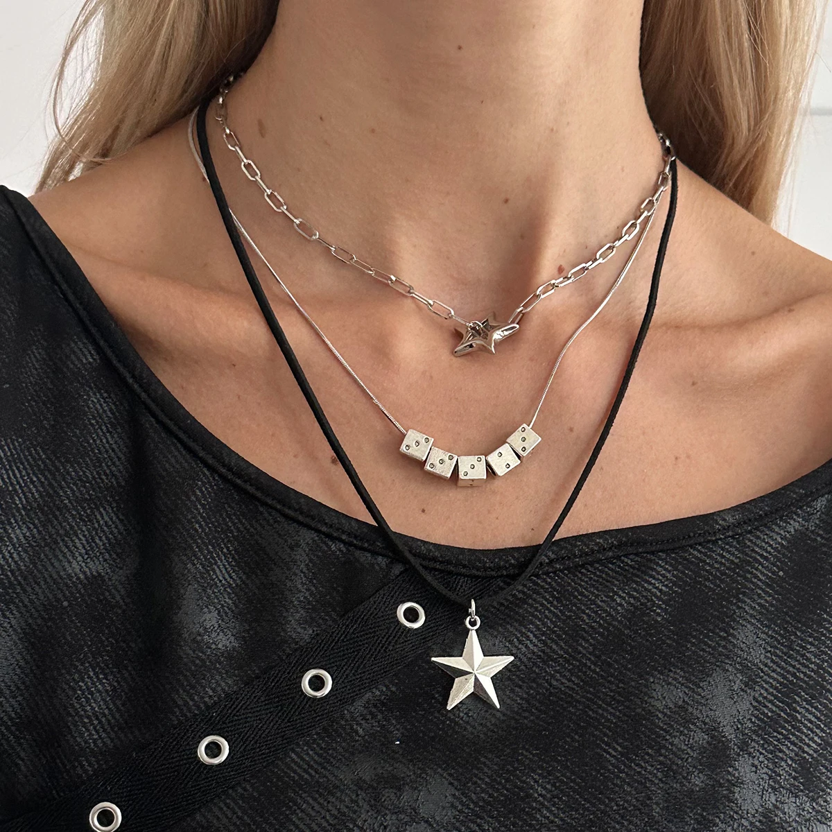 Ingemark العصرية الإبداعية مكعب CCB رقيقة المختنقون القلائد النساء CreativeHollow الخماسي قلادة حبل سلسلة 2026 مجوهرات جديدة #1