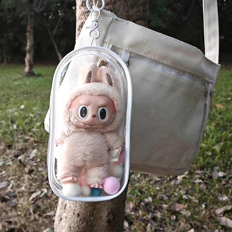 Clear Outdoor Bag For 18cm Cartoon Plush Dolls AC Toys Transparent Mini Kawaii Pouch For Keychain Doll Anime Figure Garage Kit