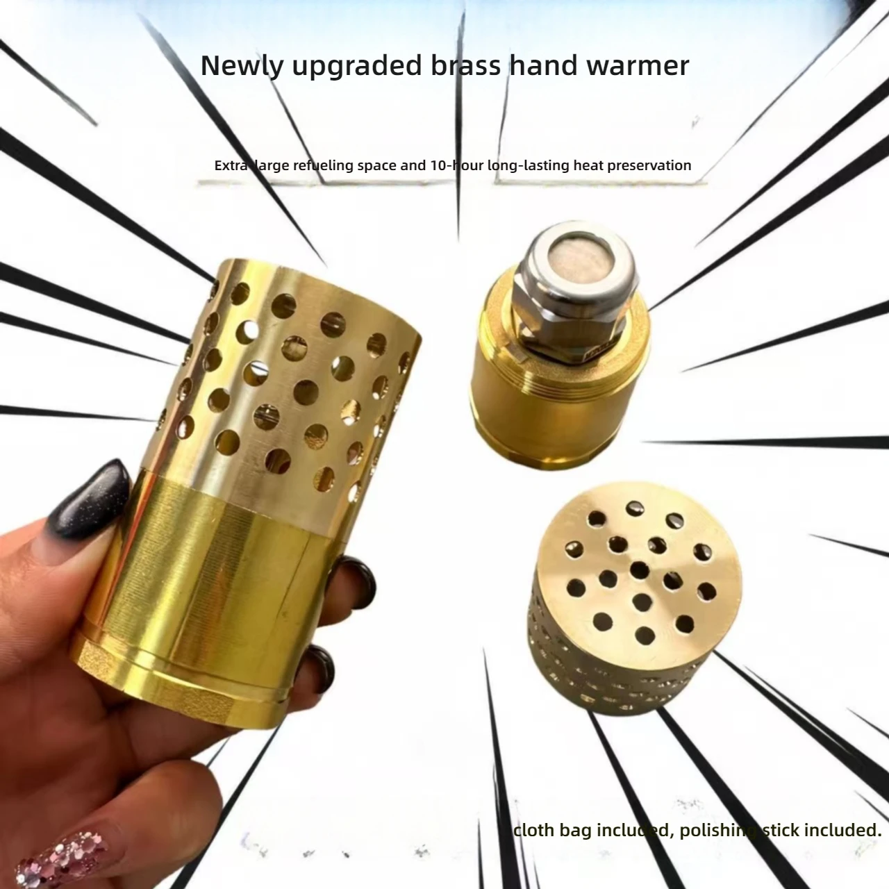 Brass Homemade Pocket Stove DIY, Complete Set of Heating and Hand Warmers, Portable Bottom Valve with Filter Accessories