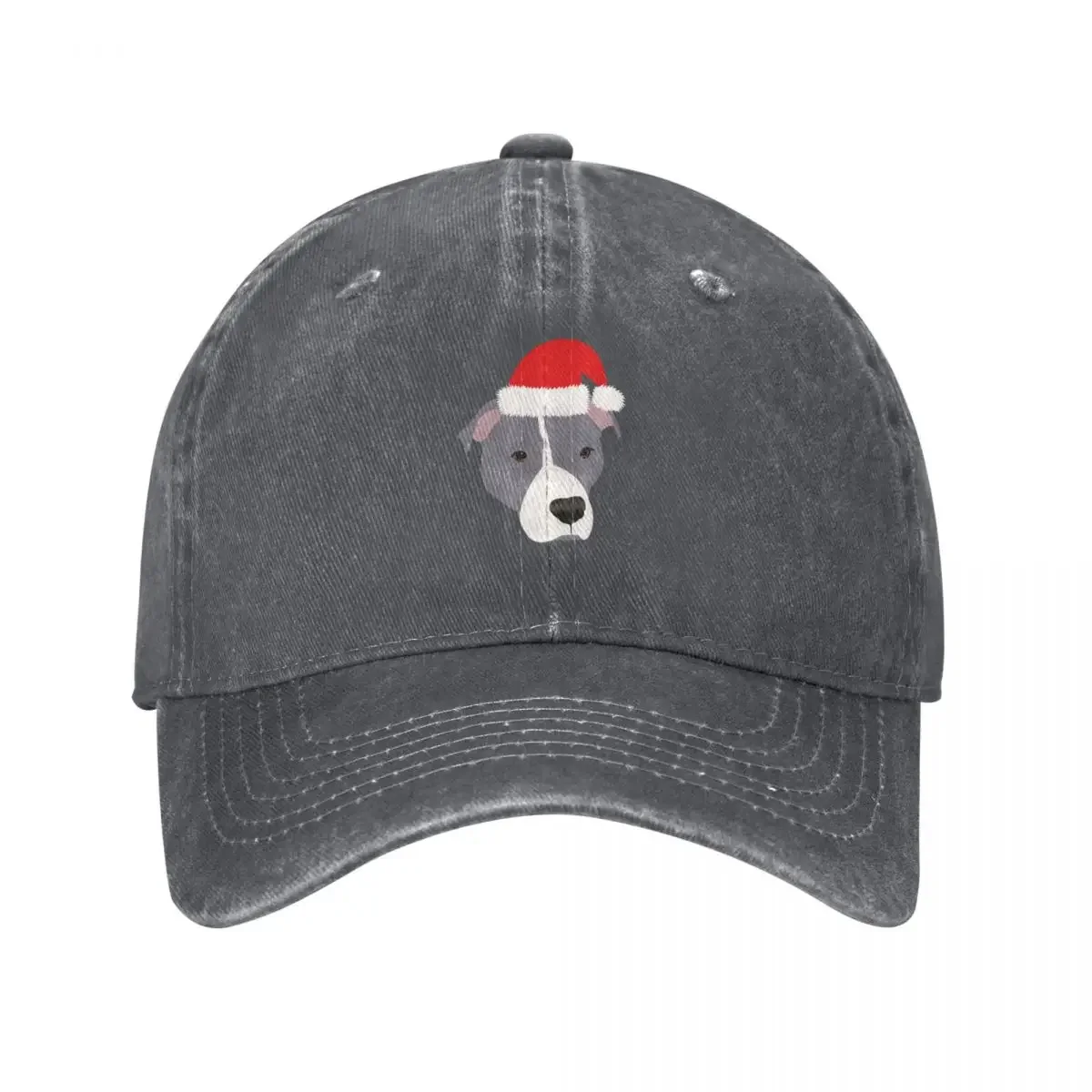 

Christmas Grey and White Pitbull Baseball Cap funny hat summer hat Sun Cap Golf Girl'S Hats Men's